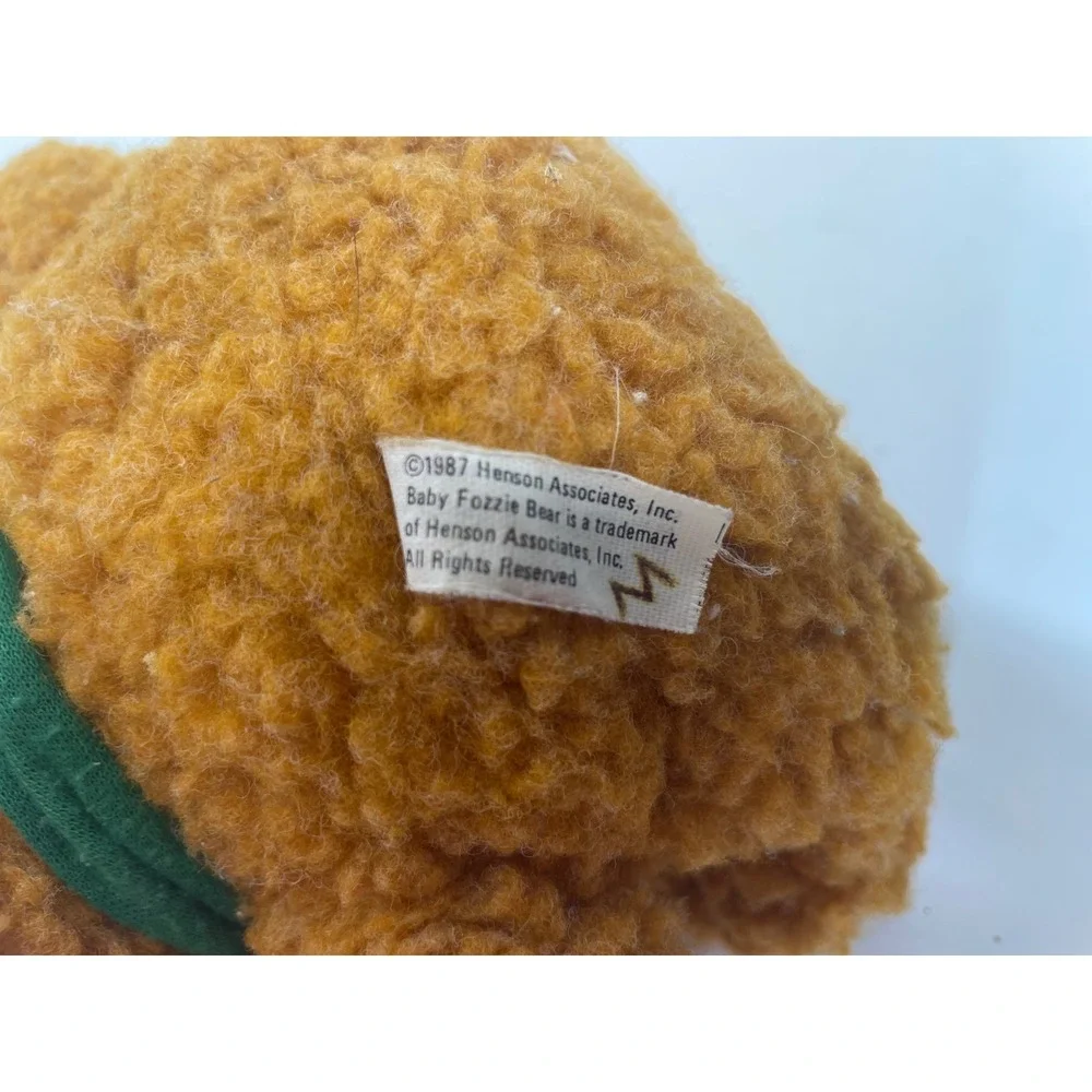 Vintage 1987 Baby Fozzie Bear Plush Muppets Christmas Hat Scarf Brown Sherpa Toy